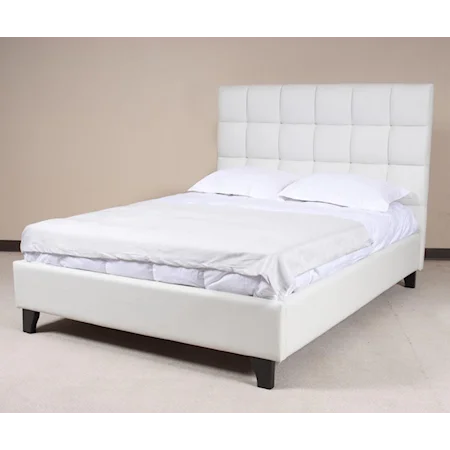 Queen Size Upholstered Bed in White